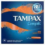 TAMPAX Compak Женские гигиенические тампоны с аппликатором Super Plus Duo 16шт ПрепакКороб