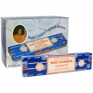 Благовония, ароматические палочки NAG CHAMPA Satya 40 гр