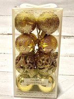 Елочные игрушки шары, D5 см,  золото