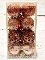 Елочные игрушки шары, D4 см,  розовые