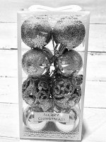 Елочные игрушки шары, D4 см,  серебро