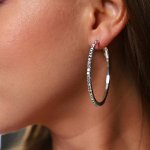 Серьги конго с блестящими стразами, диаметр конго 4 см, арт.847.425