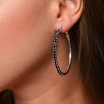 Серьги конго с блестящими стразами, диаметр конго 5 см, арт.847.428