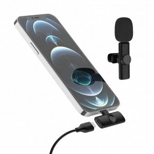 NEW ! Мини микрофон петличный для девайсов беспроводной Wireless Microphone iOS Android петличка c двумя микрофонами черный