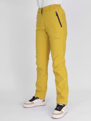 Утепленные спортивные брюки женские горчичного цвета 88148G