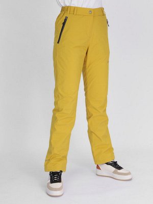 Утепленные спортивные брюки женские горчичного цвета 88148G