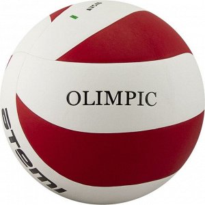Мяч волейбольный Atemi OLIMPIC, синтетическая кожа PU, красн.-бел., 8 панелей, клееный, окружность 65-67 см