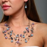 Комплект колье и серьги, камень искуственный сиреневый, 271331, арт. 004.653