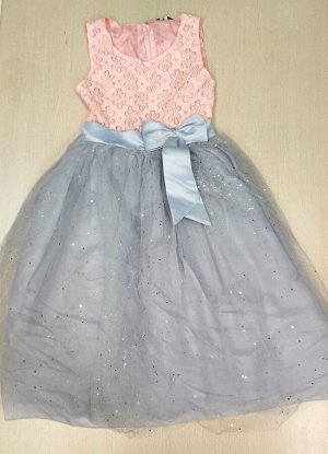 Платье детское,  розовый/серый