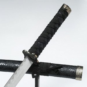 Сувенирное оружие «Катана», без подставки, чёрные ножны под змеиную кожу, глянец 70 см