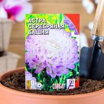 Семена цветов Астра &quot;Сембат&quot;, пионовидная &quot;Серебрянная башня&quot;, 0.2 г