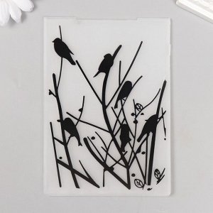 Трафарет для эмбосирования пластик "Птицы на ветках" 14,8х10,5 см