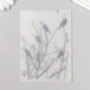 Трафарет для эмбосирования пластик "Птицы на ветках" 14,8х10,5 см