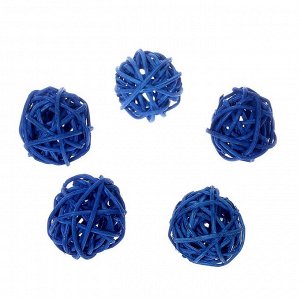 Шар декоративный из лианы, набор 5 шт., размер 1 шт. — 3 см, цвет голубой