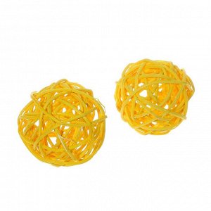 Шар декоративный из лианы, набор 2 шт., размер 1 шт. — 5 см, цвет жёлтый