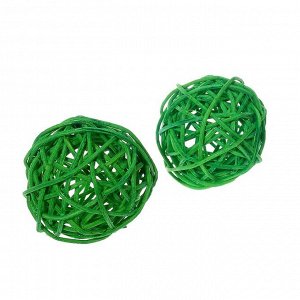 Шар декоративный из лианы, набор 2 шт., размер 1 шт. — 5 см, цвет зелёный