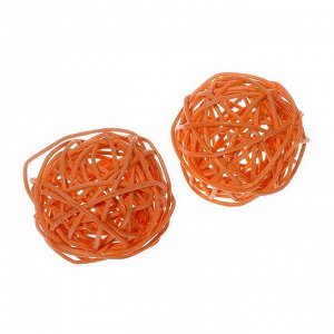 Шар декоративный из лианы, набор 2 шт., размер 1 шт. — 5 см, цвет оранжевый