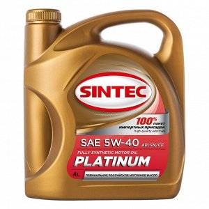 Масло моторное Sintec Platinum 5W-40, SN/CF, синтетическое, 801941, 4 л