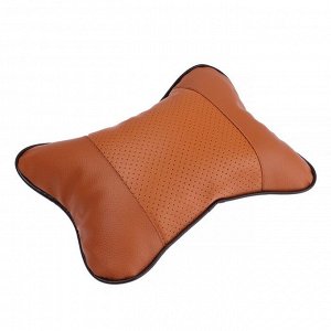 Подушка автомобильная для шеи, экокожа, 18x25 см, коричневый