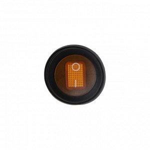 Переключатель влагозащищенный круглый жёлтый с подсветкой, 250 В, 6 А, 3 контакта