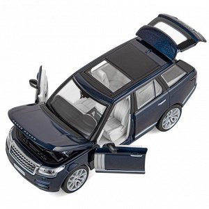 Машина металлическая Range Rover 1:26, открываются двери, капот, багажник, свет и звук, цвет синий перламутр