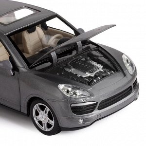 Машина металлическая Porsche Cayenne S 1:24,открываются двери, капот и багажник, световые и звуковые эффекты, цвет серый