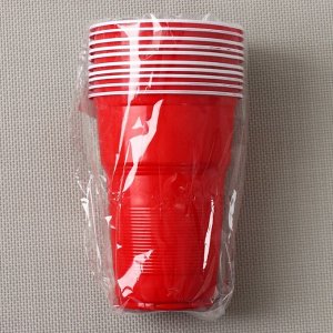 Стаканы одноразовые «Факел Экстра», 500 мл, в наборе 10 шт, цвет красно-белый
