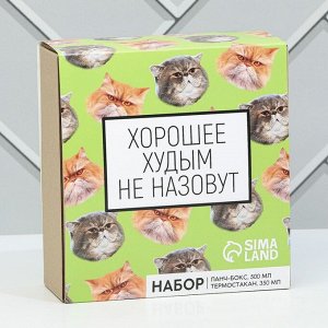 Подарочный набор «Толстые котики»: термостакан 350 мл., ланч-бокс 500 мл