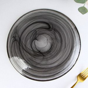 Тарелка стеклянная обеденная «Дымка», d=26,5 см, цвет серый