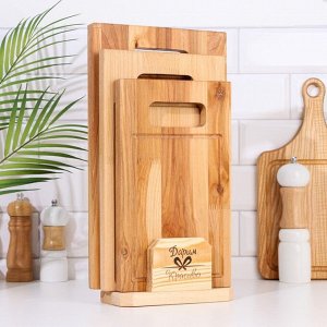 Набор досок разделочных «Прямая ручка», 3 шт., 38x22x1.8 см; 34x20x1.8 см, 30x18x1.8 см