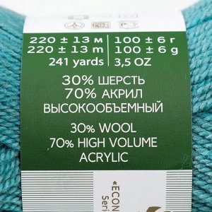 Пряжа "Народная" 30% шерсть, 70% акрил объёмный 220м/100гр (752 Дымчато-бирюзовый)