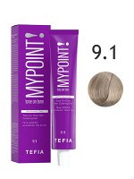 Тефия Перманентная крем краска для волос MYPOINT 9.1 очень светлый блондин пепельный Tefia MYPOINT tone on tone 60 мл