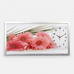 Часы-картина настенные, серия: Цветы, "Герберы", 50 х 100 см