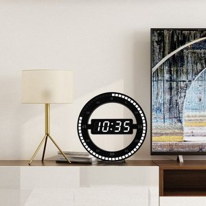Часы электронные настенные, настольные: будильник, термометр, календарь, d-30 см