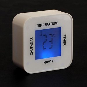 Часы-будильник Irit IR-609, термометр, календарь, таймер, подсветка, 2хАА, белые