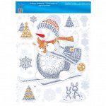 Наклейка оформительская, Снеговичок, 23*33 см, 1 шт.