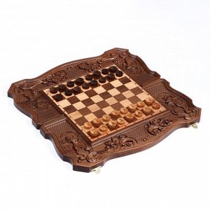 Настольная игра 3 в 1 "Режанс": нарды, шахматы, шашки, буковая доска 55 х 57 см