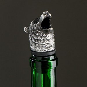 Фигурная крышка для бутылки "Медведь" серебро, 10х3см
