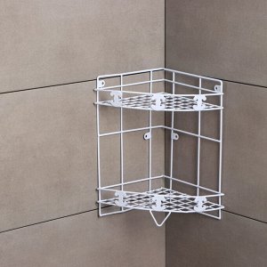 Полка для ванной Доляна, угловая, двухъярусная, 20x20x33 см, белая