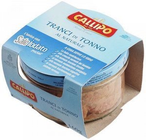 Филе ломтики тунца желтоперого в с/соку CALLIPO 160г ст/б