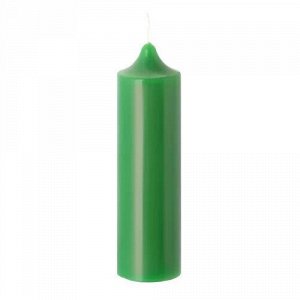 Свеча-колонна 14 см зеленая