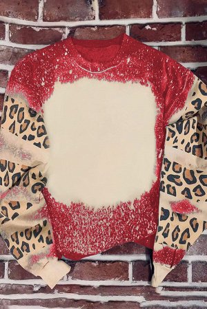 Красный свитшот с леопардовым принтом