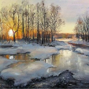 Набор для творчества Картина по номерам "Зима-закат" 40*50 см Кпн-194 Lori