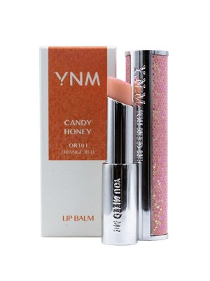 Y.N.M Lip Balm OR101 Orange Red(Оранжево-красный) Candy Honey Бальзам для губ увлажняющий оттеночный, 3 гр