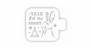 Трафарет декоративный пластиковый Новогодний кролик 9*9 см