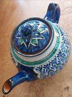 Чайник Риштанская Керамика "Узоры", 1000 мл, синий