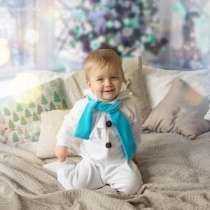 Страна карнавалия Карнавальный костюм для малышей «Медвежонок белый» с голубым шарфом, велюр, хлопок, рост 74-92 см
