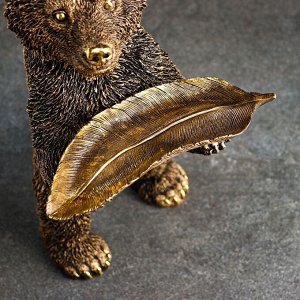 Фигура "Медвежонок с листом" золото 18x20x34см