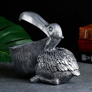 Подставка для мелочей "Пеликан" серебро, 23х12х18см