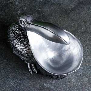 Подставка для мелочей "Пеликан" серебро, 23х12х18см